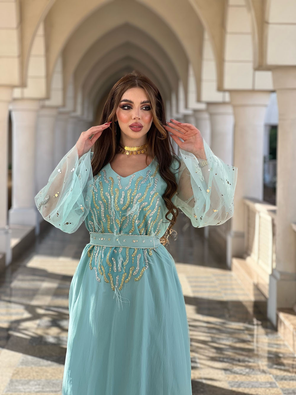 Turquoise caftan 2024