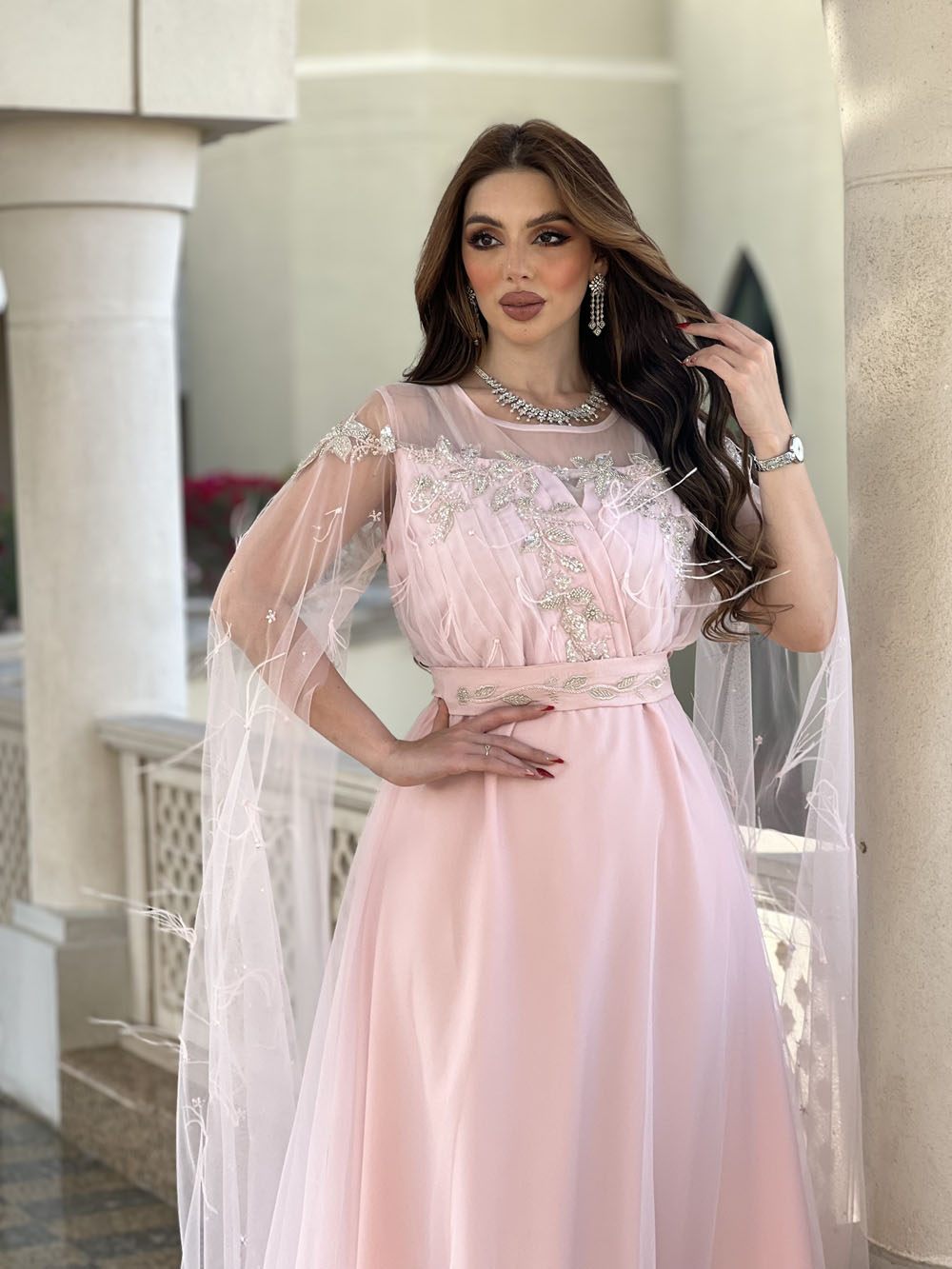 Fashion flamingo evening gown